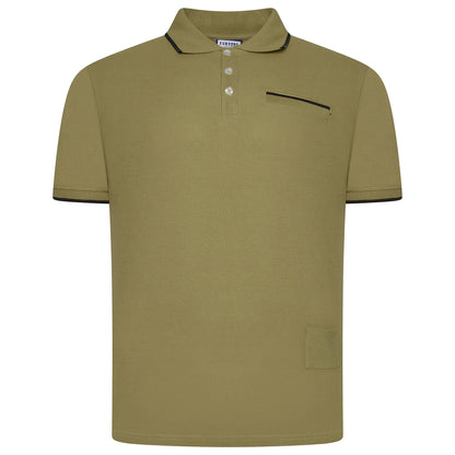 Evryone Mens Cotton Polo Shirt Contrast Tipped Short Sleeve Smart Casual Top - QHA UK