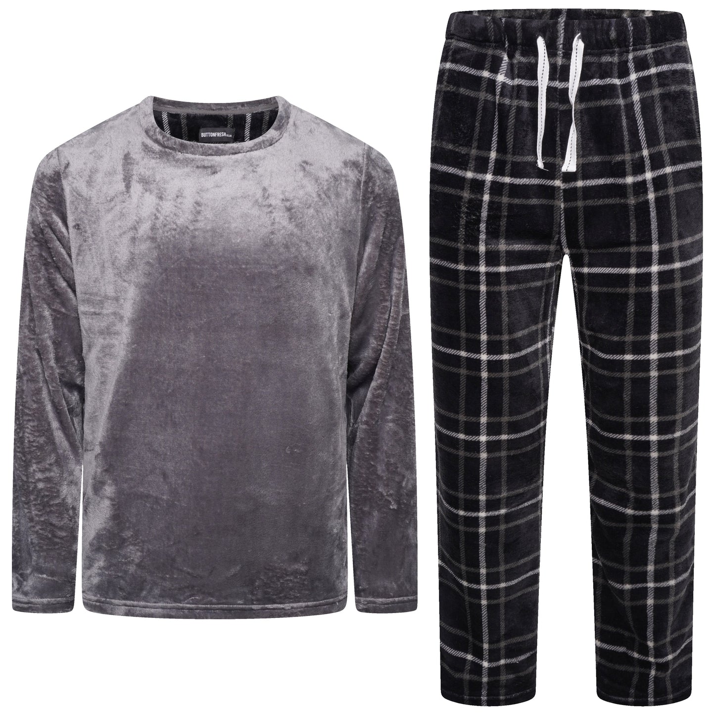 Mens Plush Fleece Lounge Set Pyjama Tracksuit Soft Warm Loungewear - QHA UK