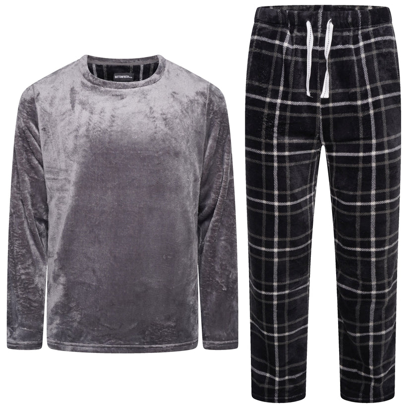 Mens Plush Fleece Lounge Set Pyjama Tracksuit Soft Warm Loungewear - QHA UK