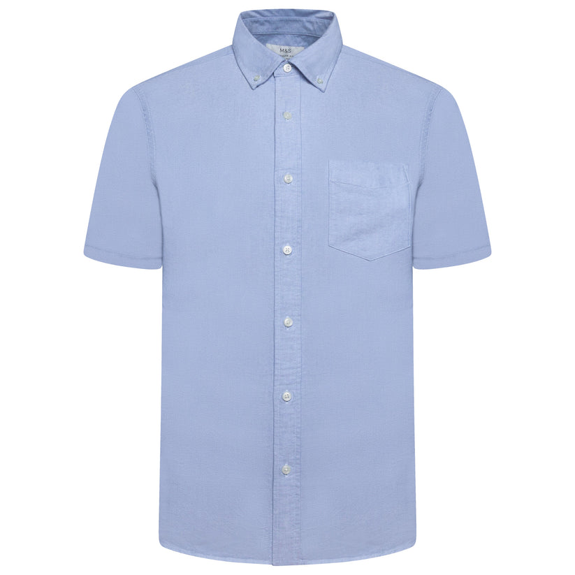 M&S Ultimate Pure Cotton Oxford Shirt Mens Short Sleeve S-4XL - QHA UK