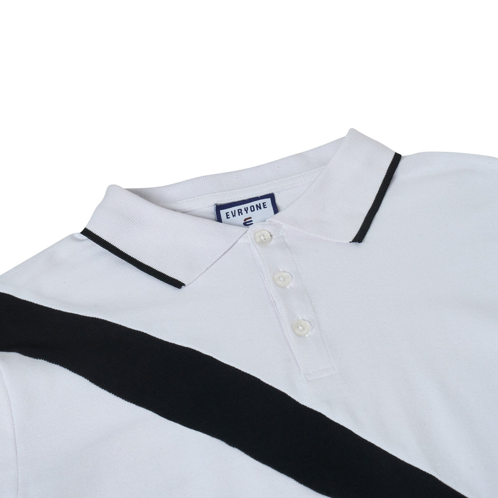 Evryone Contrast Diagonal Stripe Polo Shirt