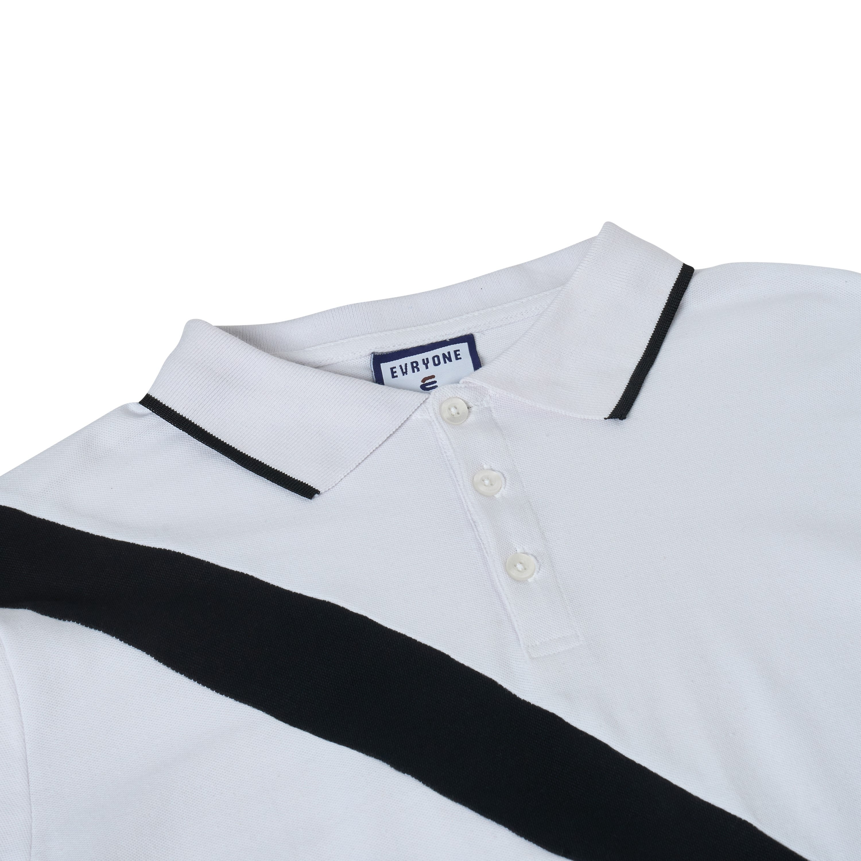 Evryone Contrast Diagonal Stripe Polo Shirt