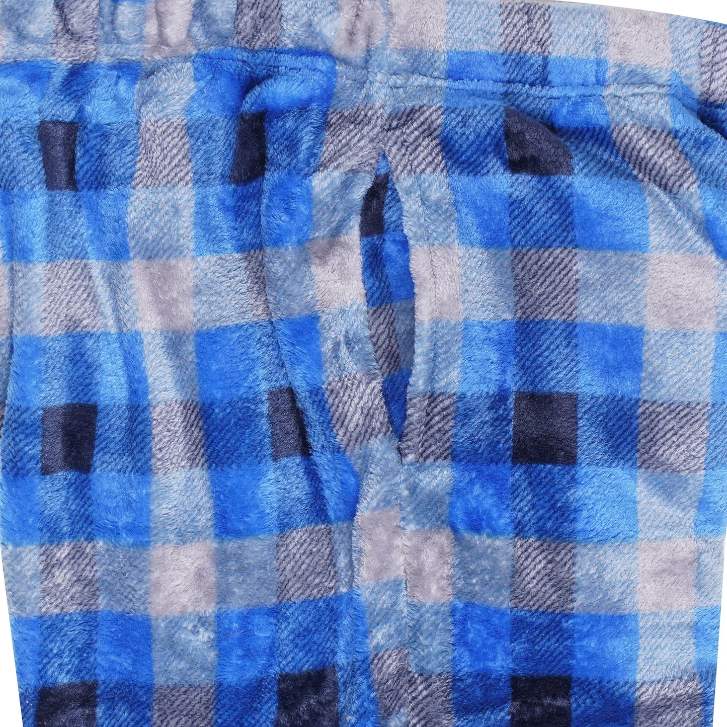 Mens Plush Check Lounge Pants Soft Pyjama Bottoms PJs Drawstring Pockets - QHA UK