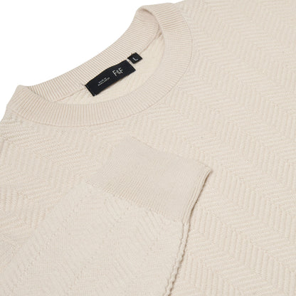 Mens Crew Neck Jumper Chevron Knit Cotton Blend Casual Sweater - QHA UK