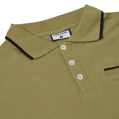 Evryone Mens Cotton Polo Shirt Contrast Tipped Short Sleeve Smart Casual Top - QHA UK