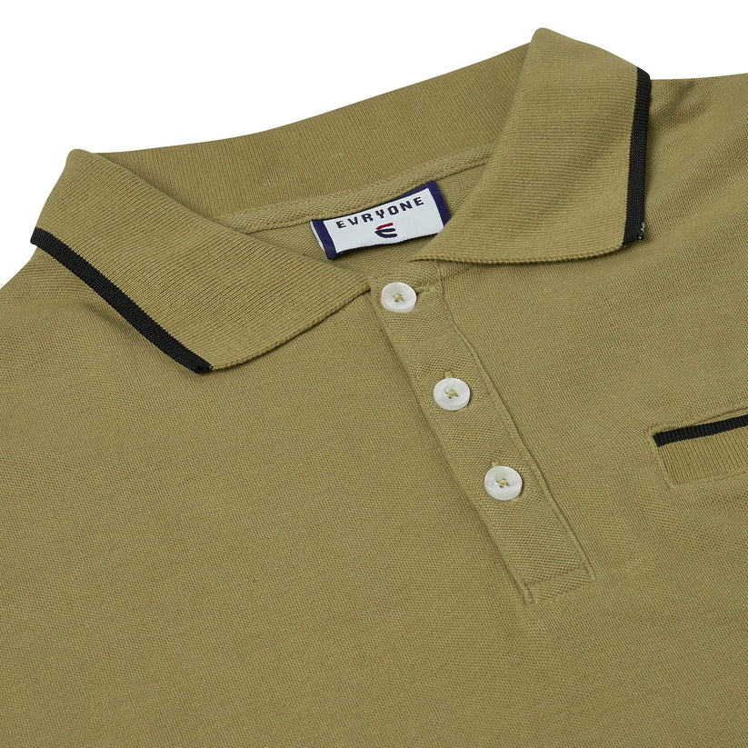 Evryone Mens Cotton Polo Shirt Contrast Tipped Short Sleeve Smart Casual Top - QHA UK