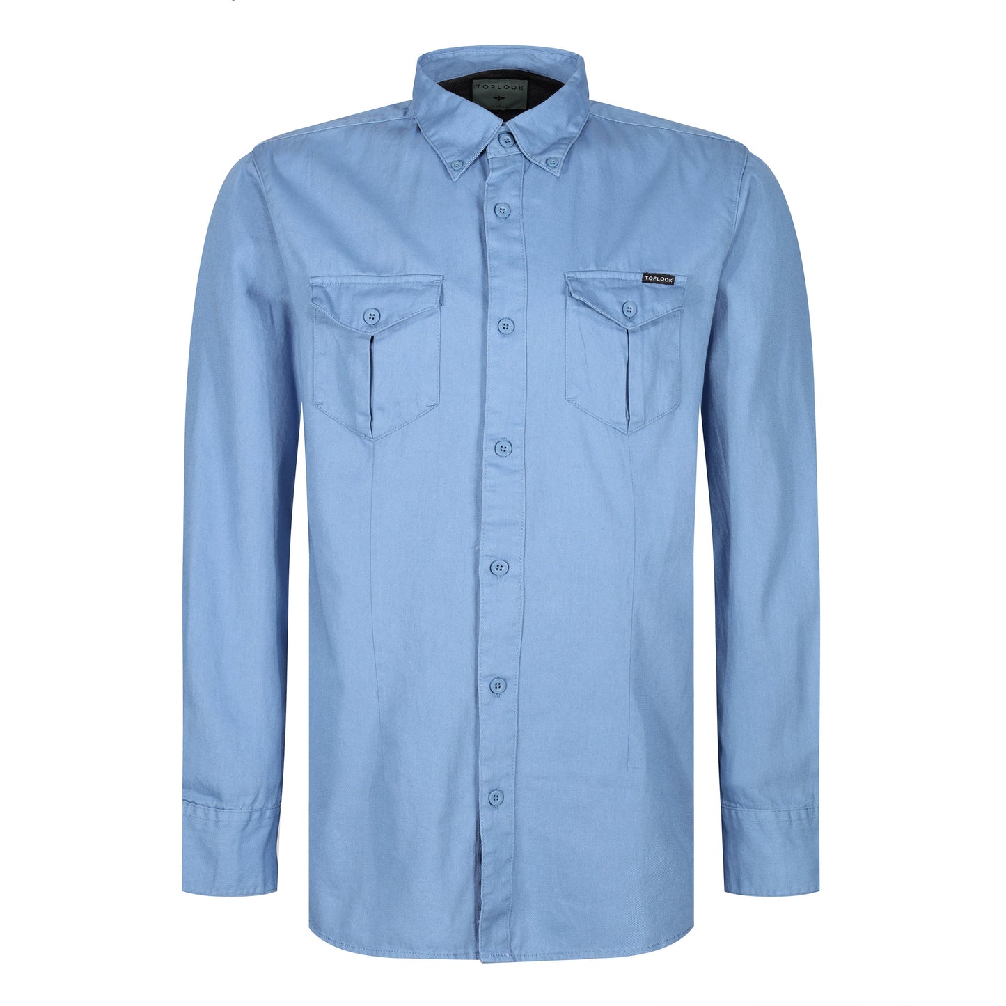 TL London Mens Cotton Button Down Shirt Long Sleeve Smart Casual Work Formal Top - QHA UK