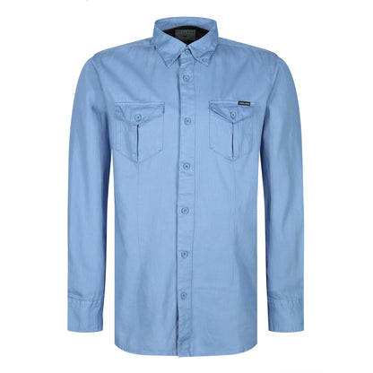 TL London Mens Cotton Button Down Shirt Long Sleeve Smart Casual Work Formal Top - QHA UK