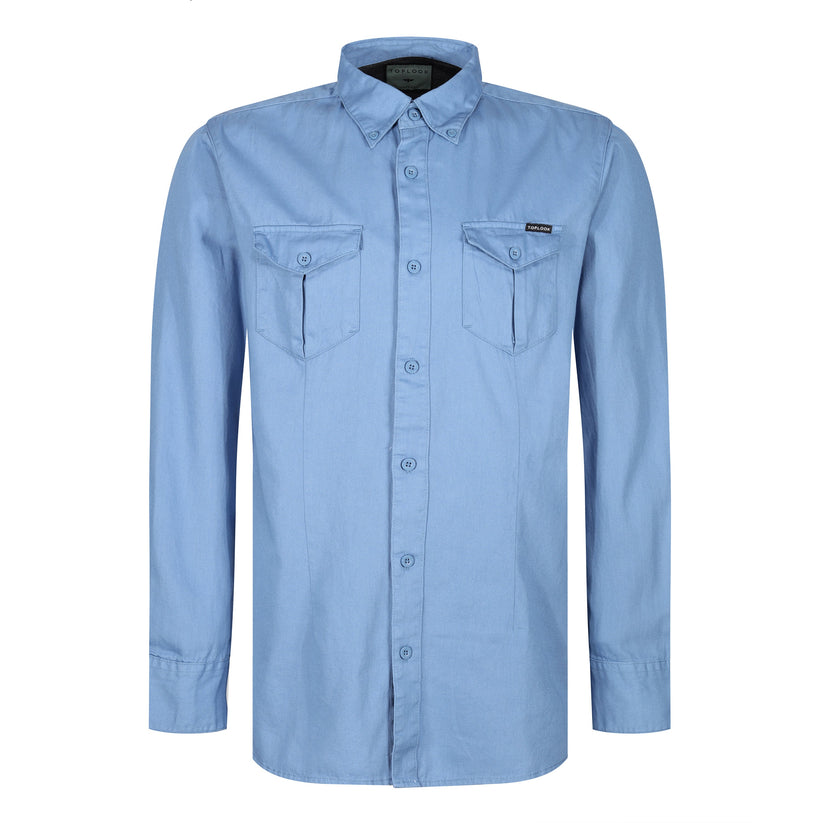 TL London Mens Cotton Button Down Shirt Long Sleeve Smart Casual Work Formal Top - QHA UK