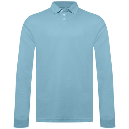 Everett Wales Mens Cotton Pique Long Sleeve Polo Shirt Casual Regular Fit - QHA UK