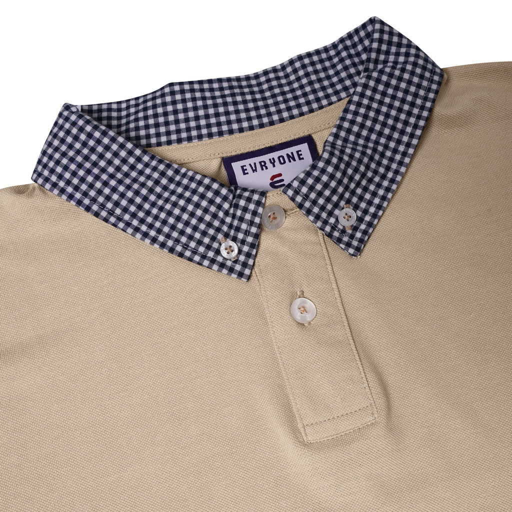 Evryone Check Collar Short Sleeve Polo Shirt