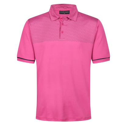 Island Green Golf Polo Shirt Mens Stretch Breathable Dash Print Casual - QHA UK