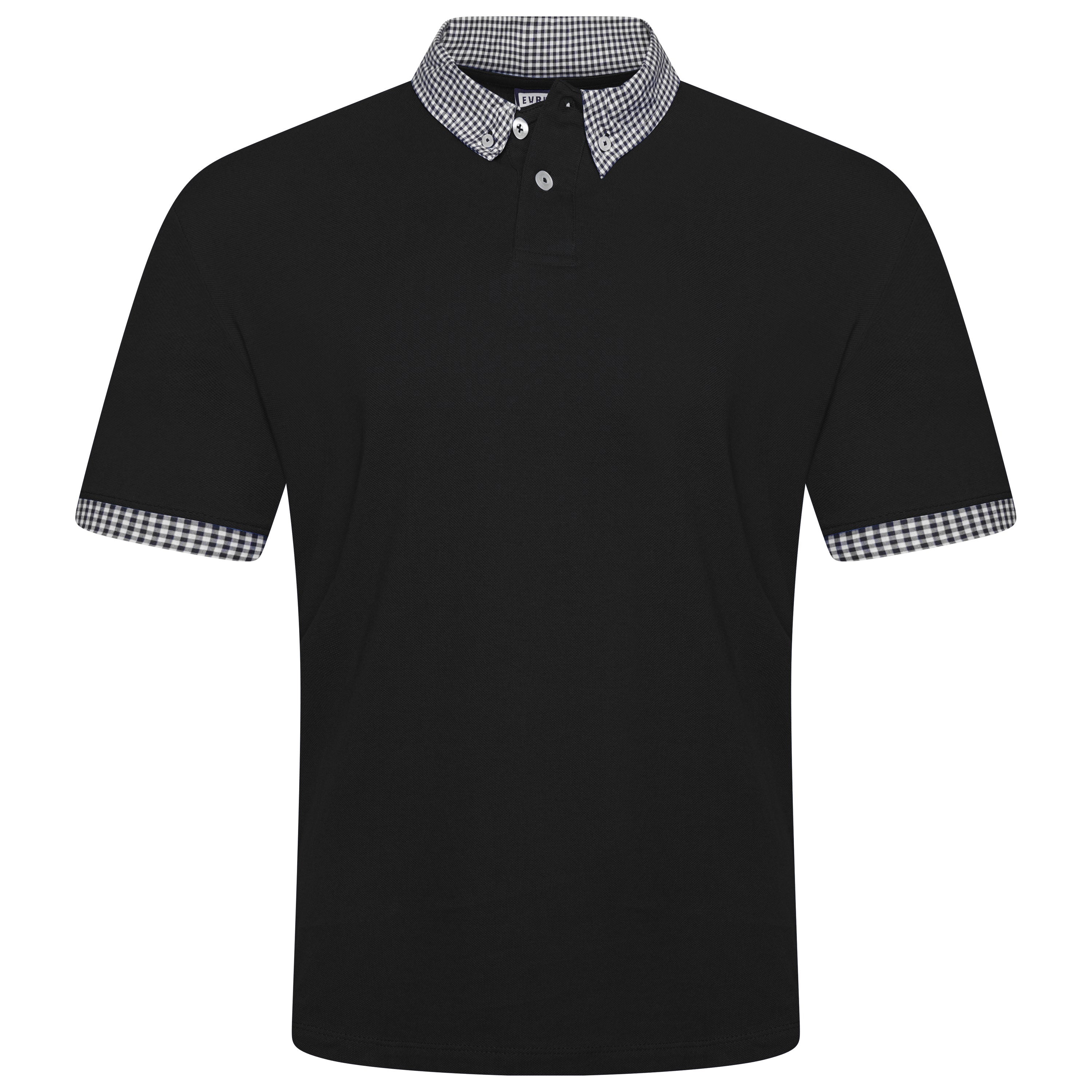 Evryone Check Collar Short Sleeve Polo Shirt