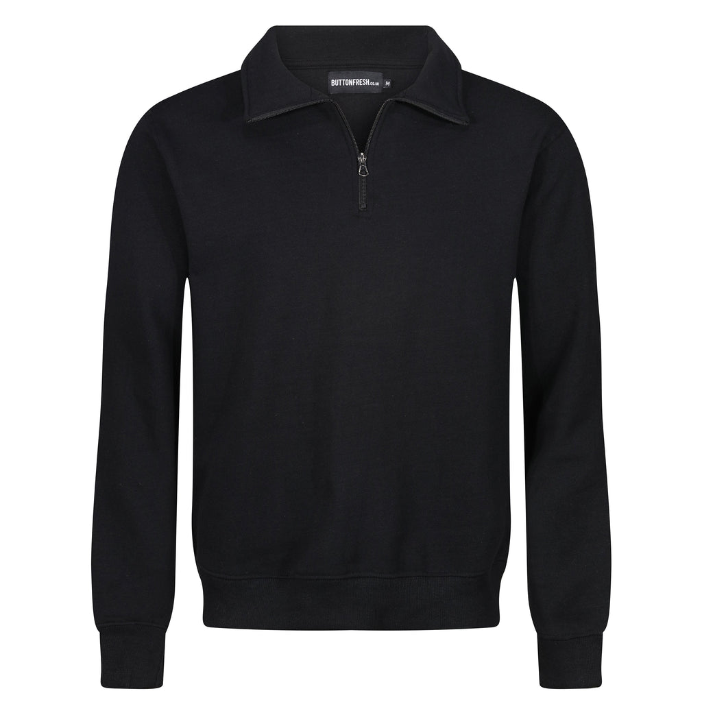 Mens Quarter Zip Sweatshirt Fleece Pullover Work Jumper Cotton Blend - QHA UK