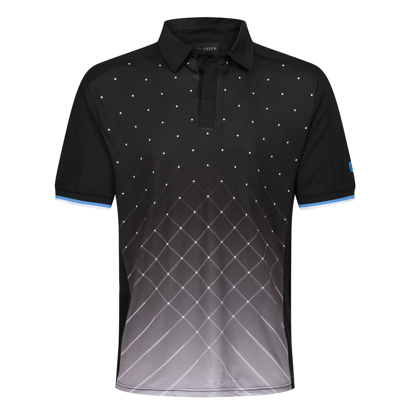 Island Green Golf Polo Shirt Mens Geometric Stretch Breathable Top - QHA UK