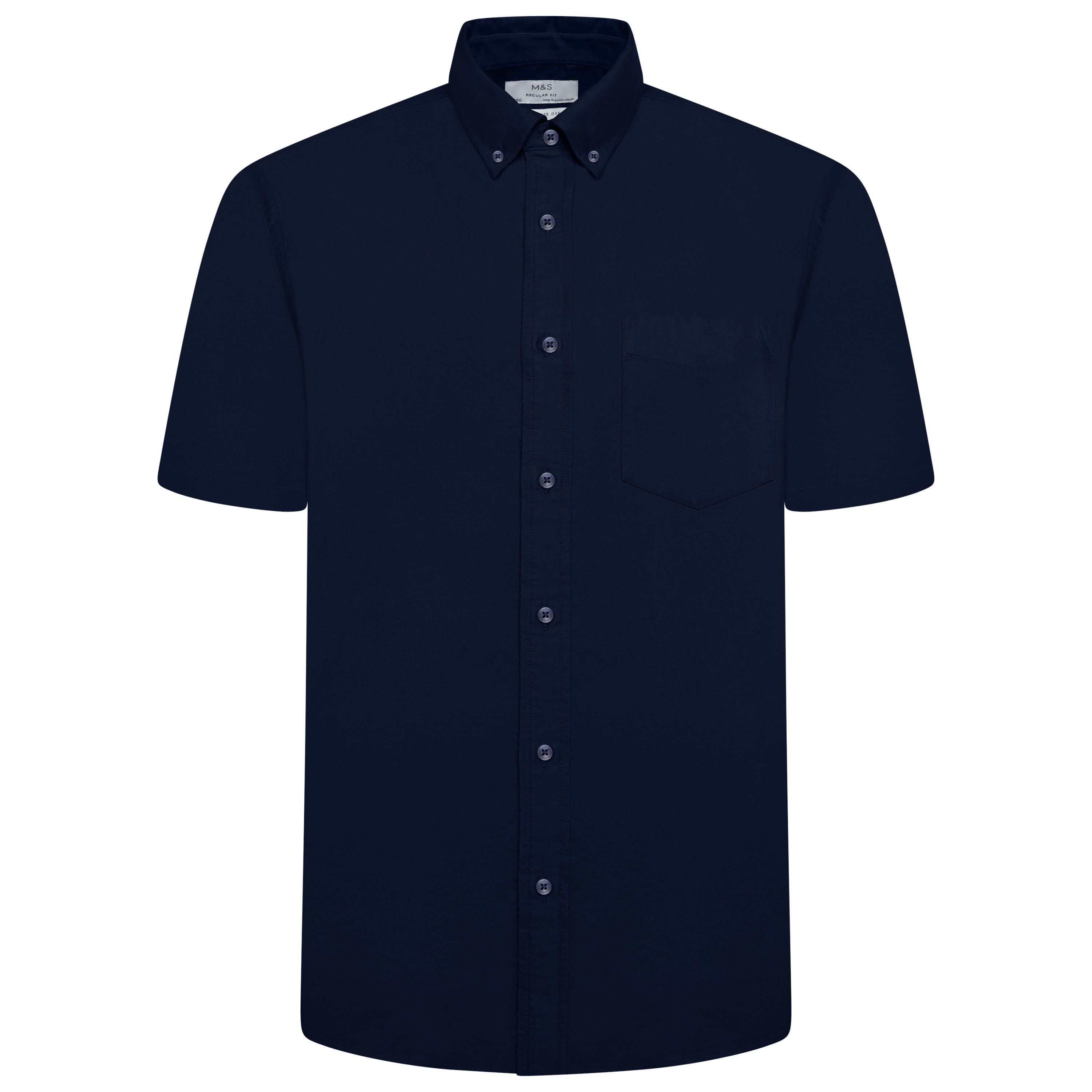 M&S Mens Cotton Oxford Shirt Short Sleeve Button Down Regular Fit