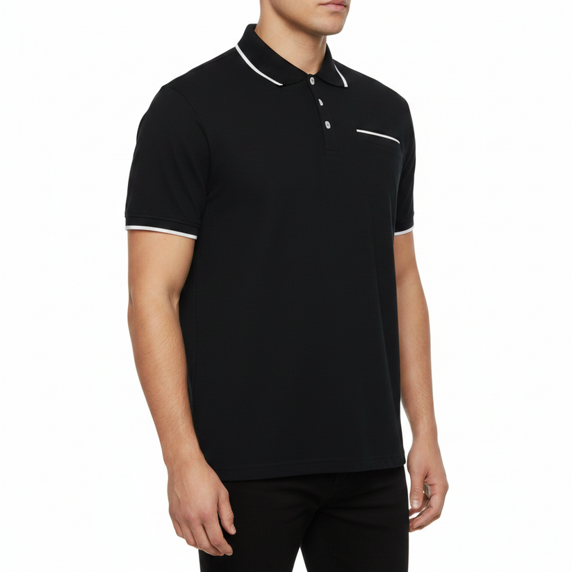 Evryone Mens Cotton Contrast Tipped Polo Shirt Short Sleeve S-2XL 6 Colours - additional view 2