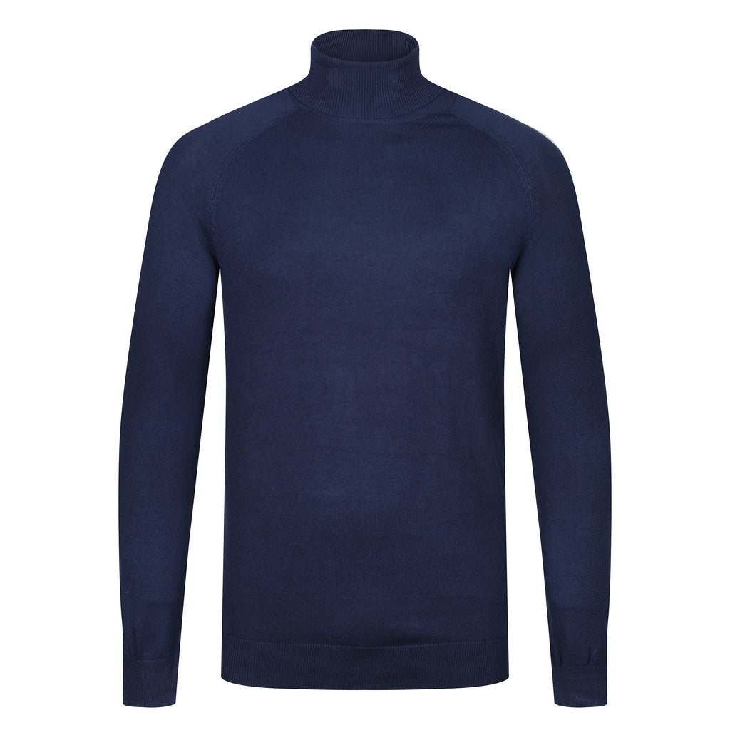 City Comfort Mens Turtle Roll Neck Jumper Lightweight Knit Sweater Casual Top - QHA UK