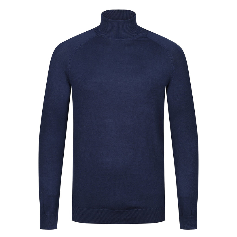 City Comfort Mens Turtle Roll Neck Jumper Lightweight Knit Sweater Casual Top - QHA UK