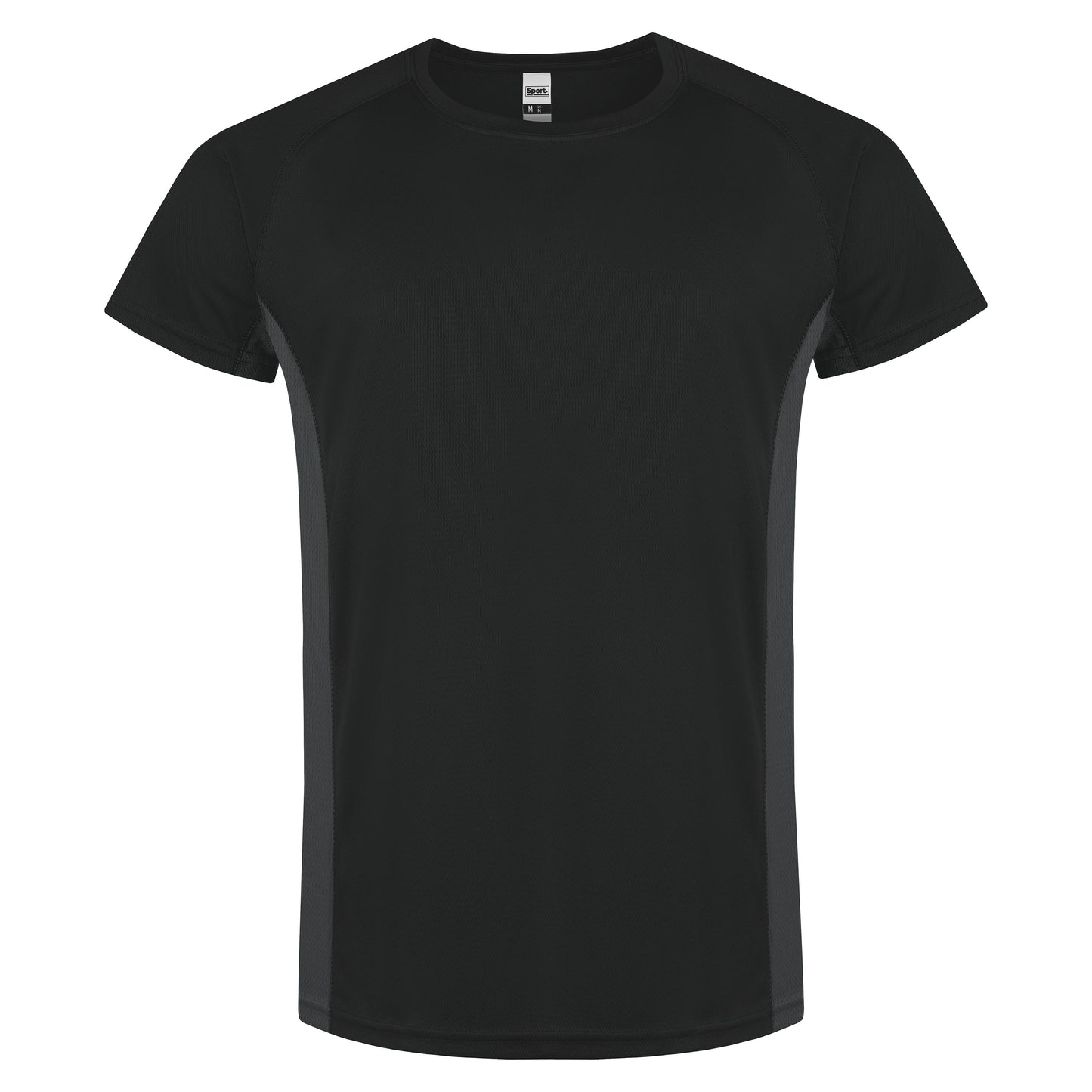 Black t-shirt on a white background