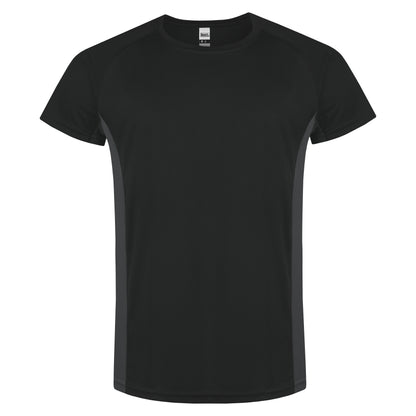 Black t-shirt on a white background