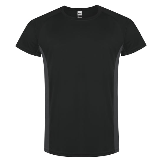 Black t-shirt on a white background