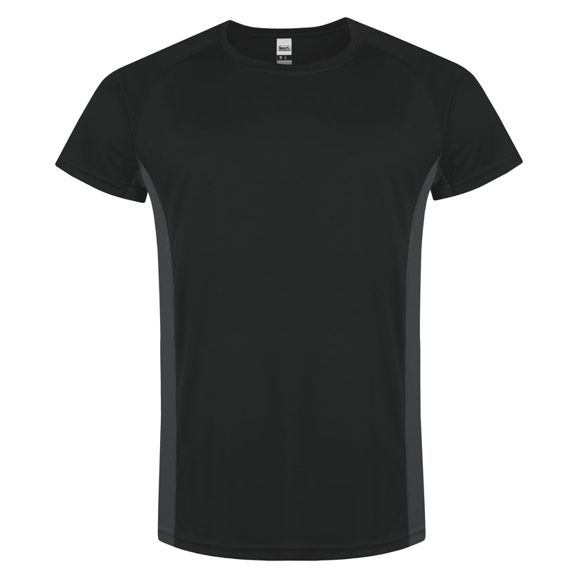 Black t-shirt on a white background