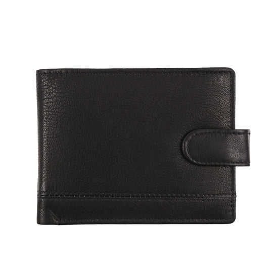 Mens Genuine Leather Wallet RFID Blocking Bifold Coin Pocket Card Holder Black - QHA UK