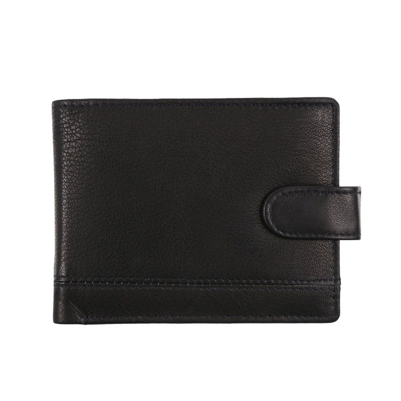 Mens Genuine Leather Wallet RFID Blocking Bifold Coin Pocket Card Holder Black - QHA UK