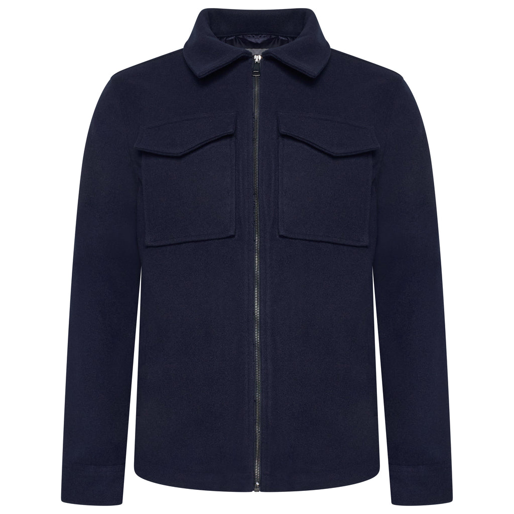 George Mens Brushed Winter Shacket Wool Look Overshirt Jacket Pockets