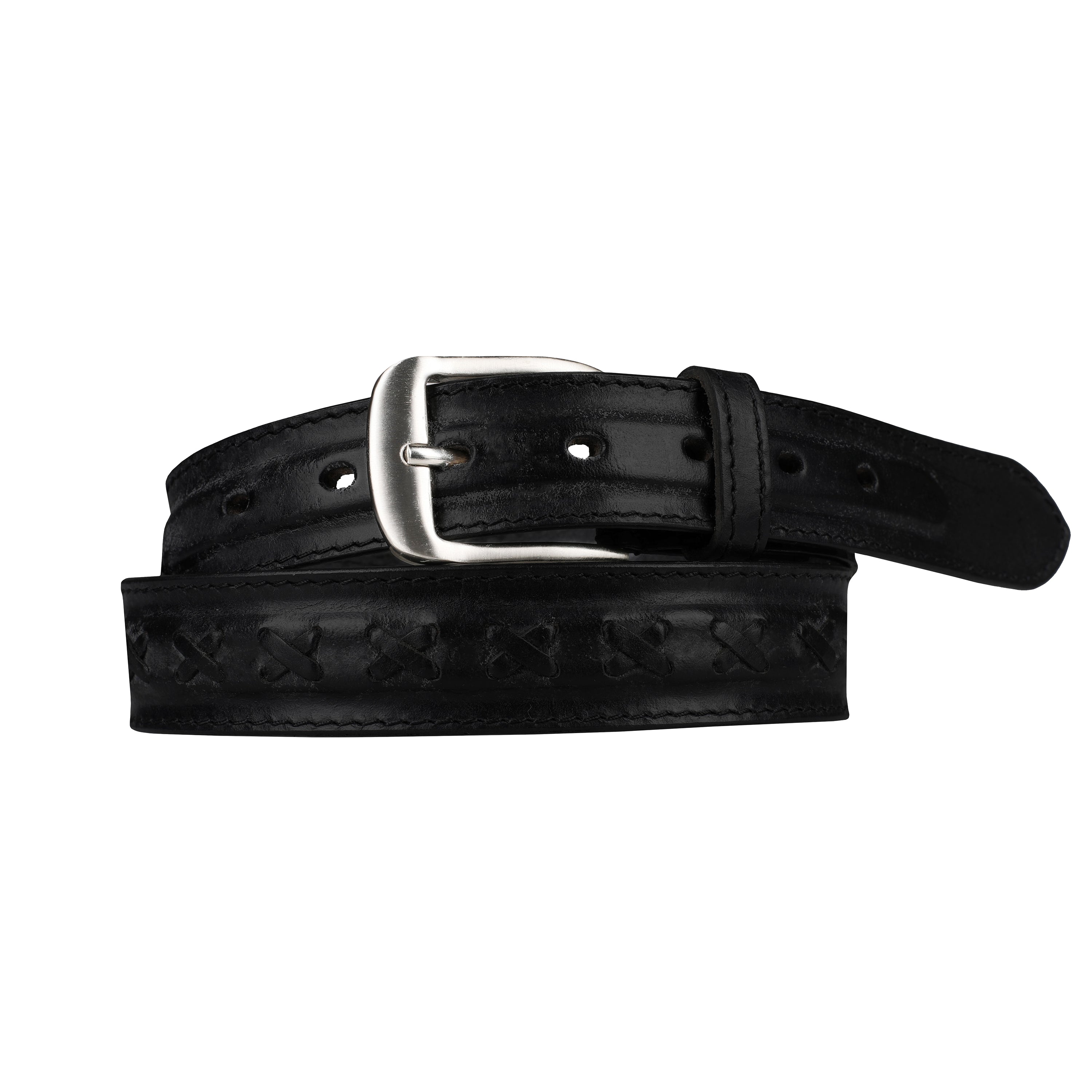 Outback 1.25" Wide Cross Stitch Full Grain Leather Belt