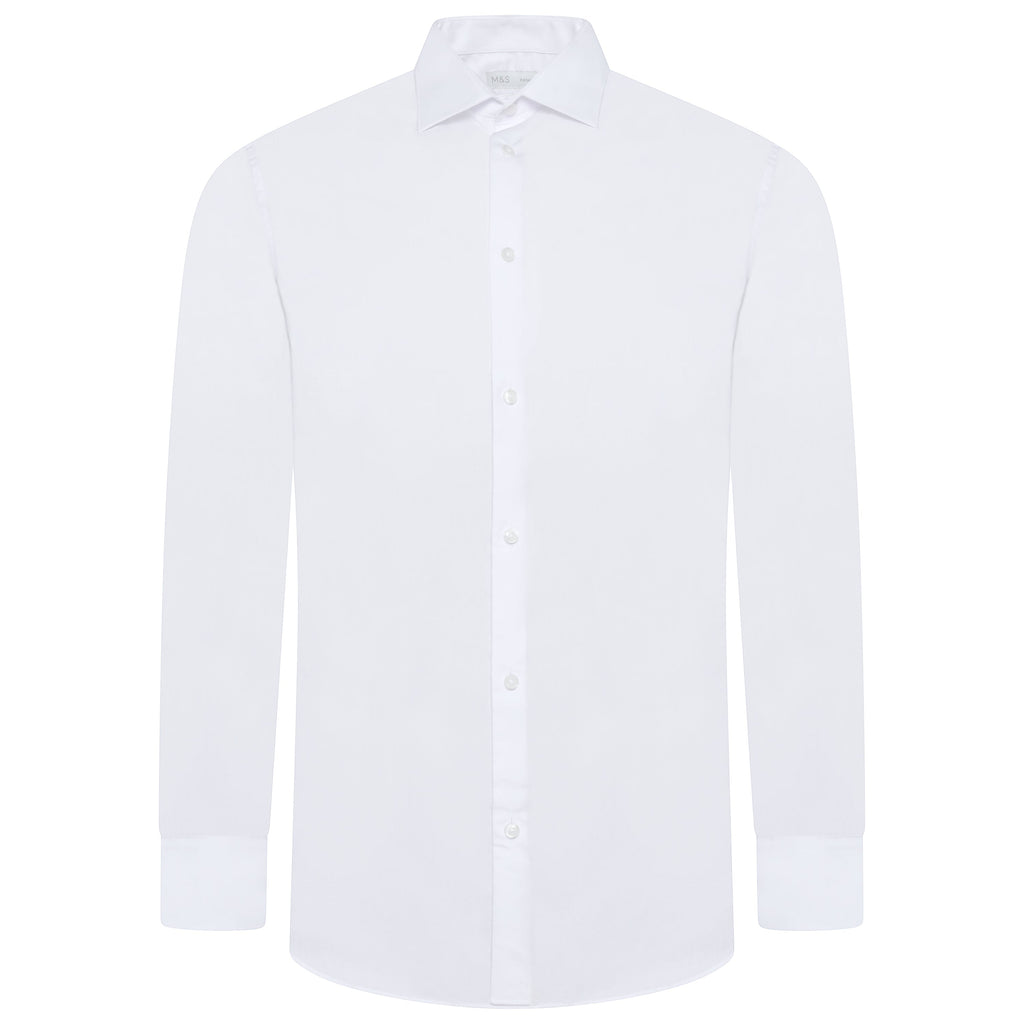 M&S Mens Regular Fit Cotton Shirt Easy Iron Formal Smart Work Shirt
