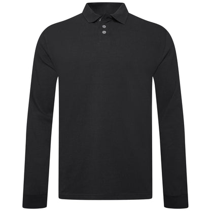 Everett Wales Mens Cotton Pique Long Sleeve Polo Shirt Casual Regular Fit - QHA UK