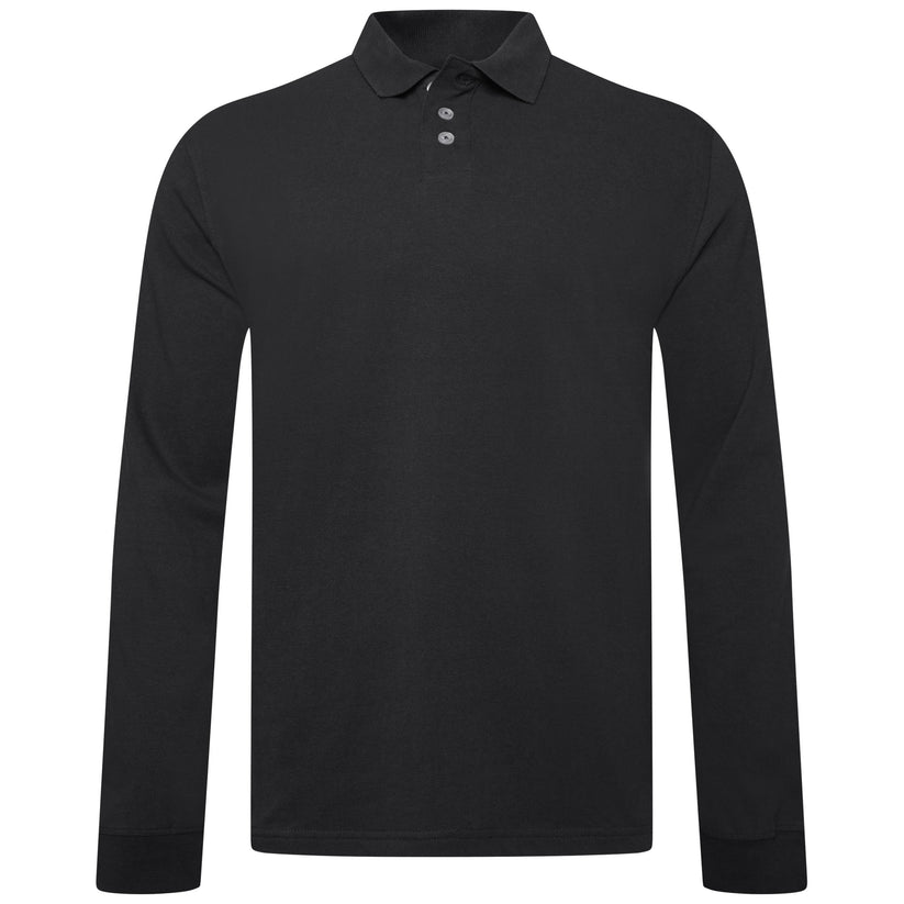 Everett Wales Mens Cotton Pique Long Sleeve Polo Shirt Casual Regular Fit - QHA UK