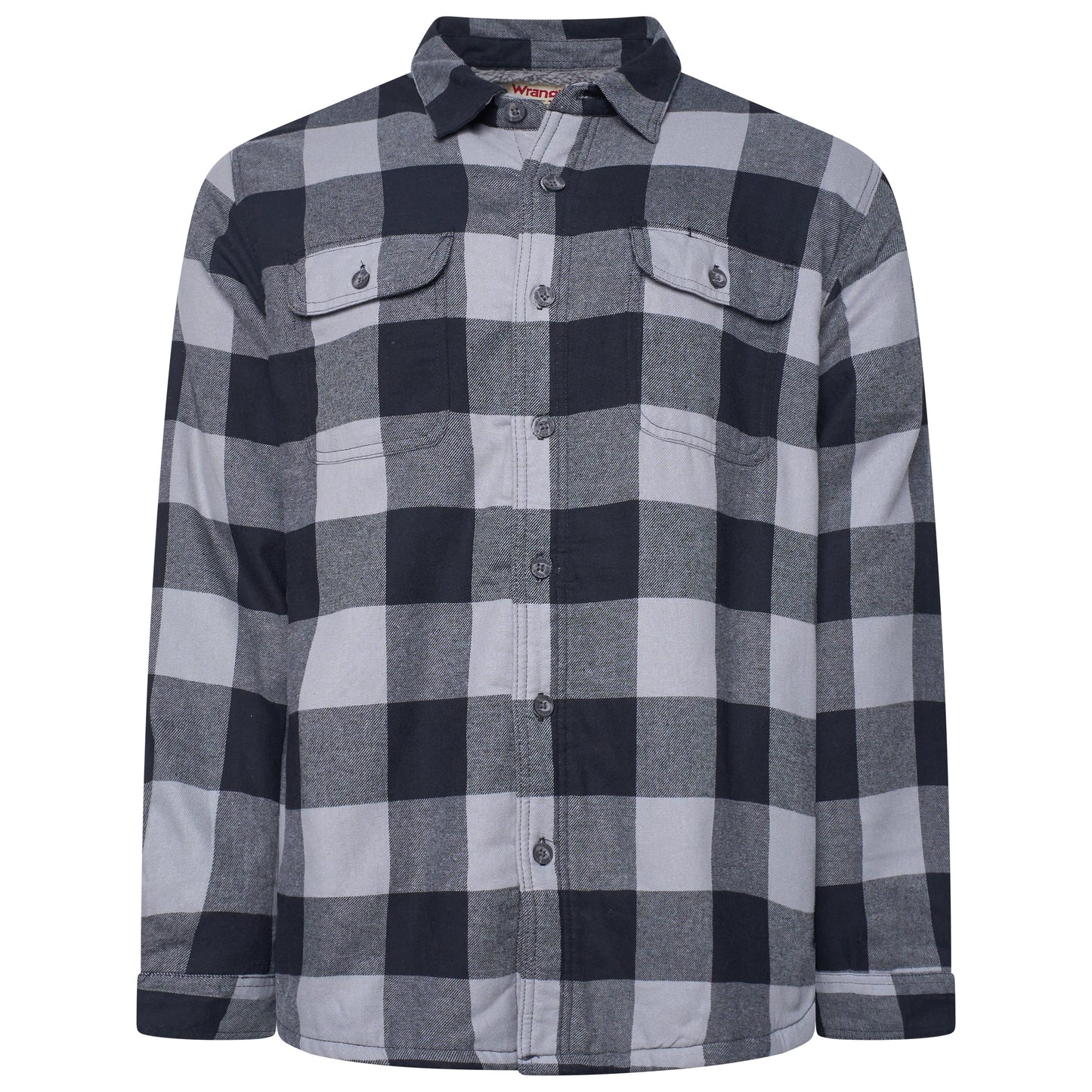 Wrangler Mens Sherpa Lined Flannel Shirt Jacket Check Fleece Warm Overshirt - QHA UK