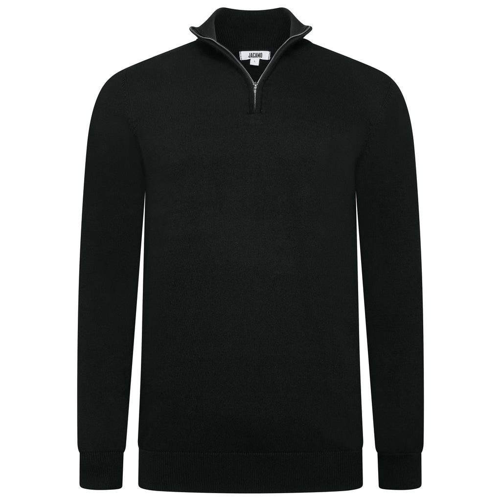 Mens Jacamo Quarter Zip Jumper Cotton Lightweight Knit Pullover S-6XL - QHA UK