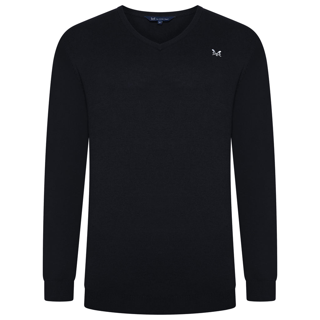 Crew Clothing Mens V Neck Jumper Cotton Knit Sweater Casual Regular Fit