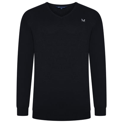 Crew Clothing Mens V Neck Jumper Cotton Knit Sweater Casual Regular Fit - QHA UK