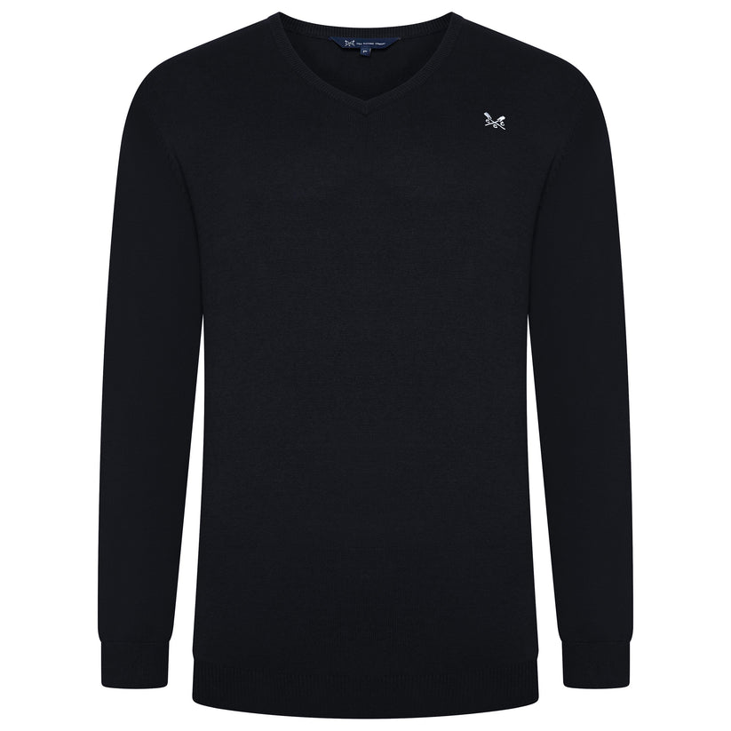 Crew Clothing Mens V Neck Jumper Cotton Knit Sweater Casual Regular Fit - QHA UK