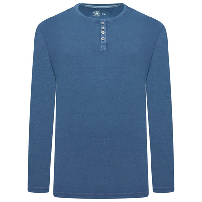 Henley Mens Thermal Waffle T-Shirt Long Sleeve Cotton Top S-4XL - QHA UK