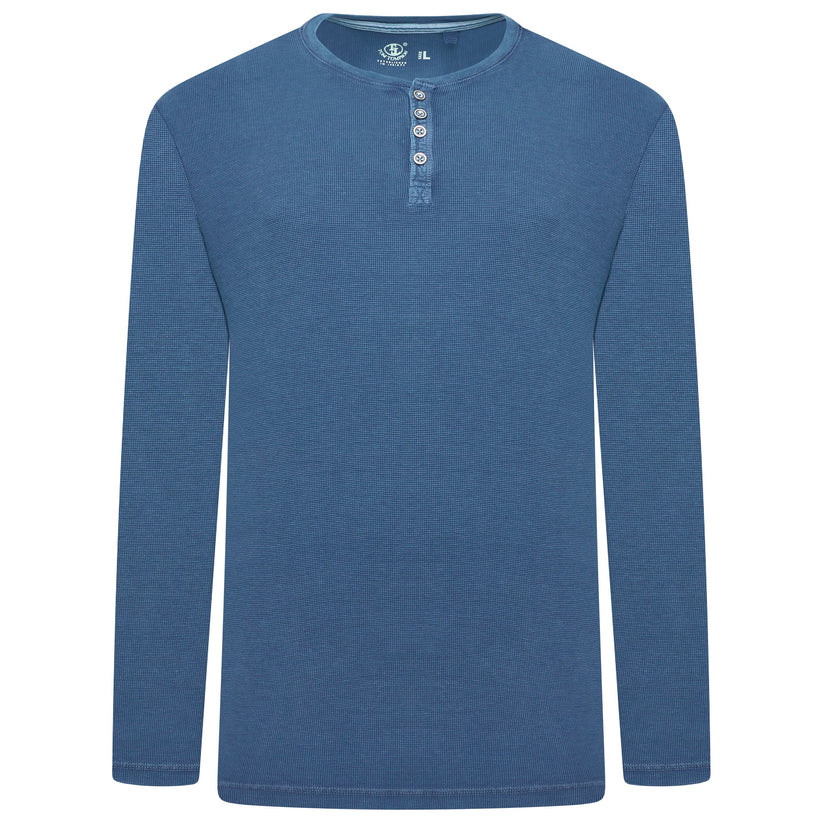 Henley Mens Thermal Waffle T-Shirt Long Sleeve Cotton Top S-4XL - QHA UK