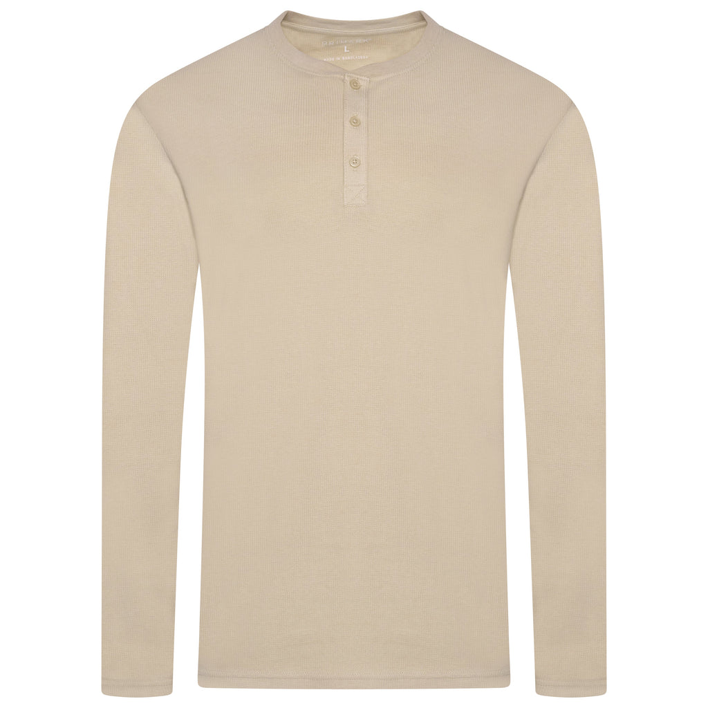 Henley Waffle Knit Long Sleeve Top