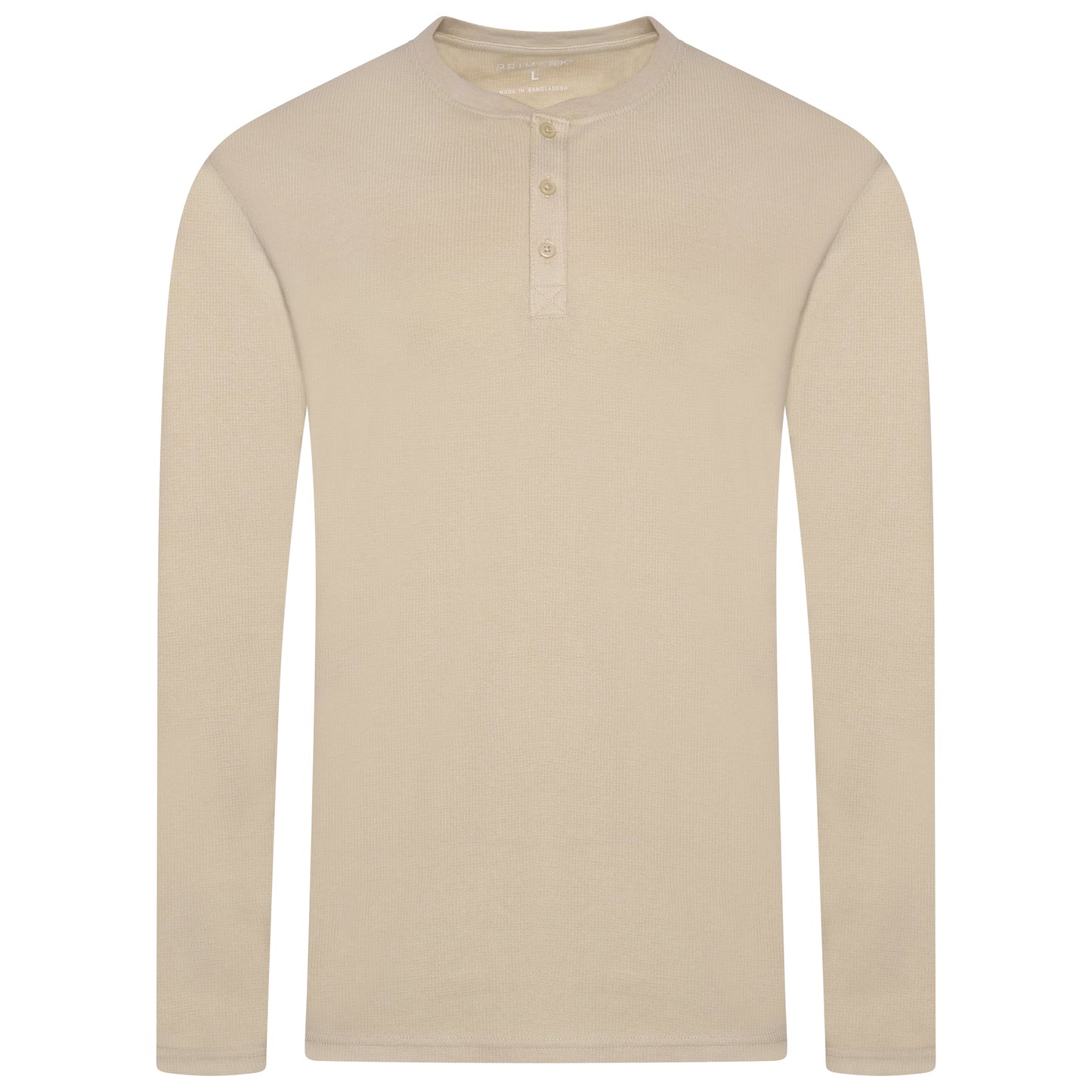 Mens Henley Long Sleeve T Shirt Waffle Knit Cotton Casual Top - QHA UK