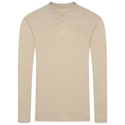 Mens Henley Long Sleeve T Shirt Waffle Knit Cotton Casual Top - QHA UK