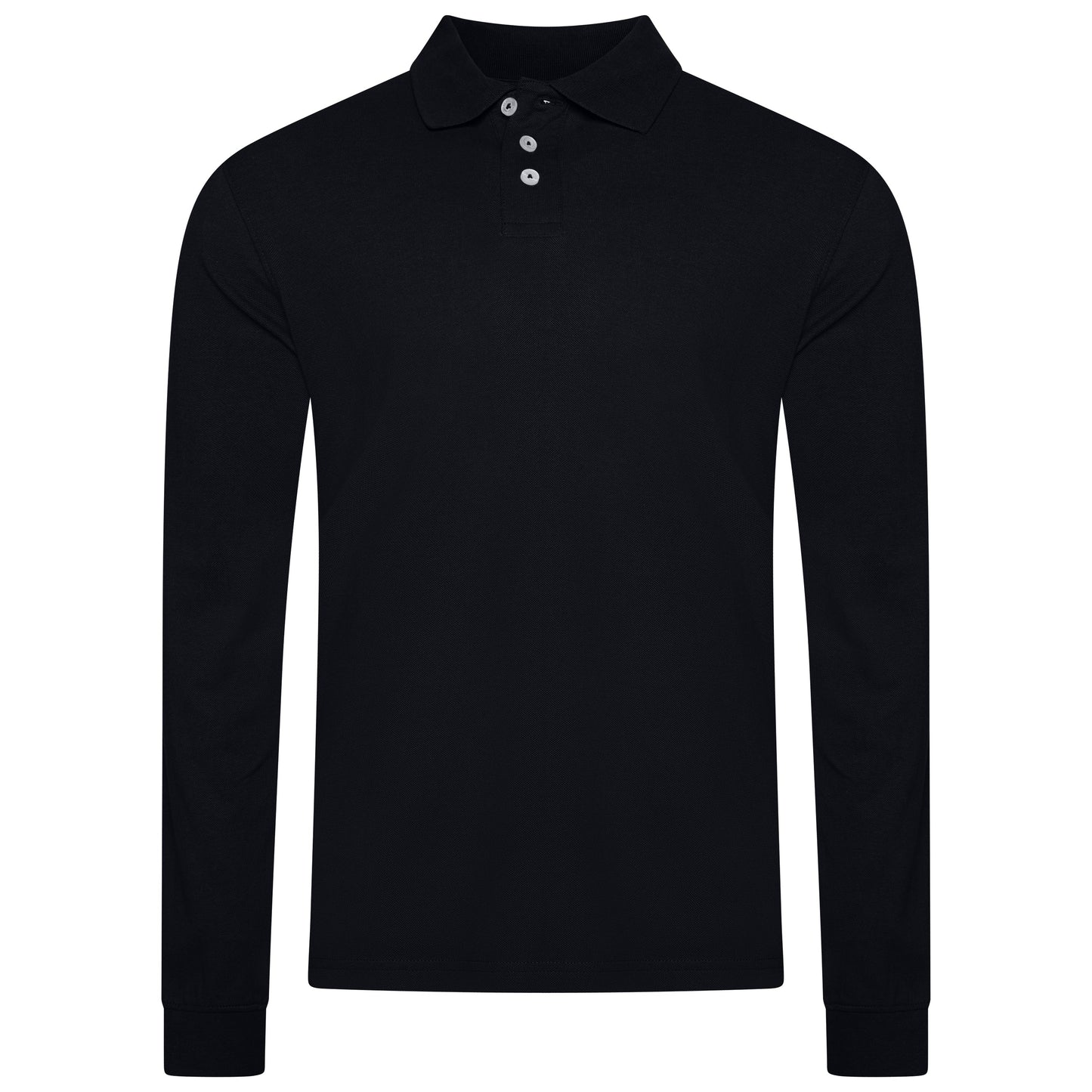 Evryone Mens Long Sleeve Pique Polo Shirt Cotton Regular Fit Casual Work Top - QHA UK