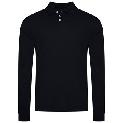 Evryone Mens Long Sleeve Pique Polo Shirt Cotton Regular Fit Casual Work Top - QHA UK