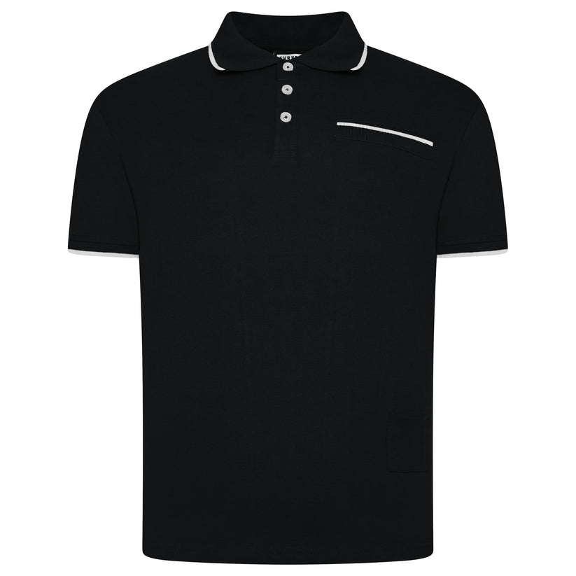 Evryone Mens Cotton Polo Shirt Contrast Tipped Short Sleeve Smart Casual Top - QHA UK