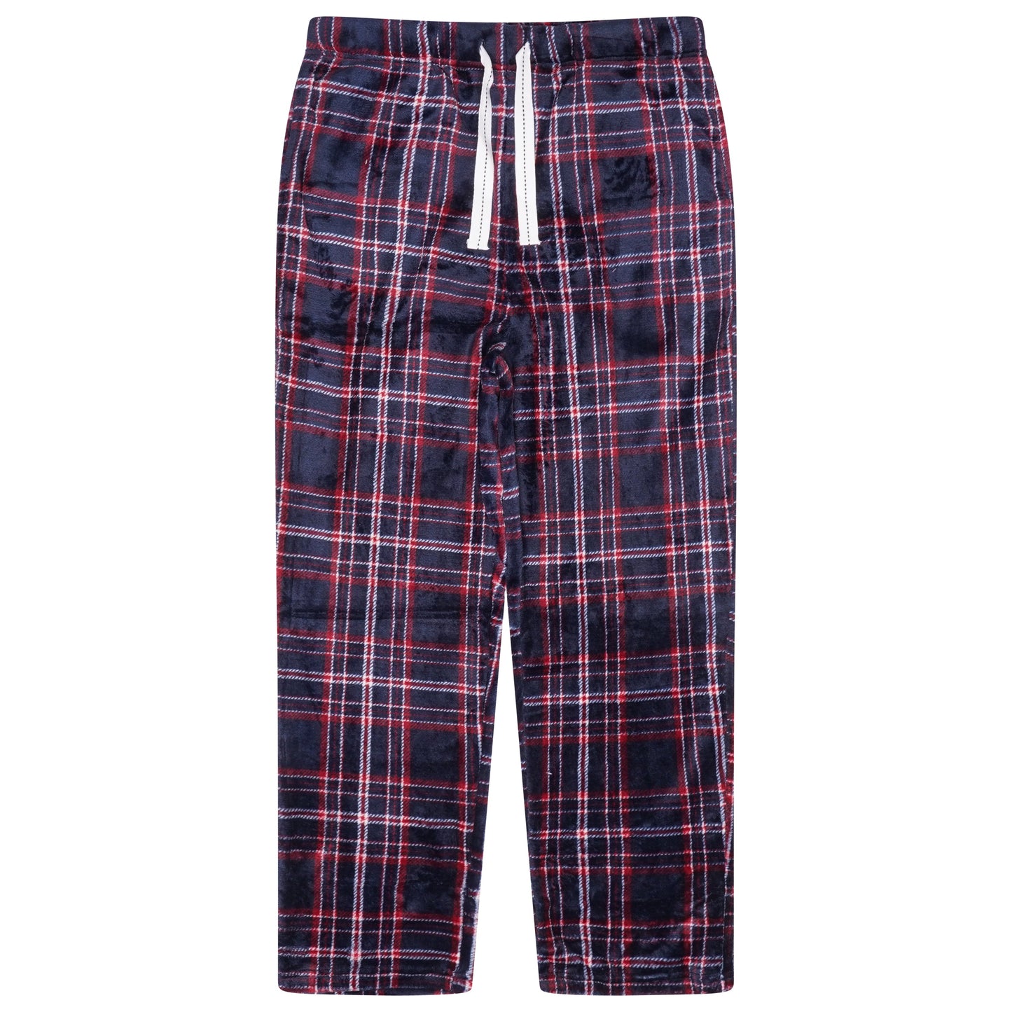 Mens Plush Check Lounge Pants Soft Pyjama Bottoms PJs Drawstring Pockets - QHA UK