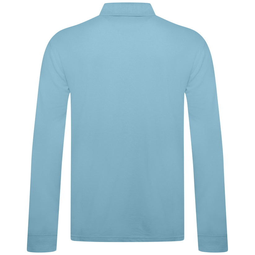 Everett Wales Mens Cotton Pique Long Sleeve Polo Shirt Casual Regular Fit - QHA UK