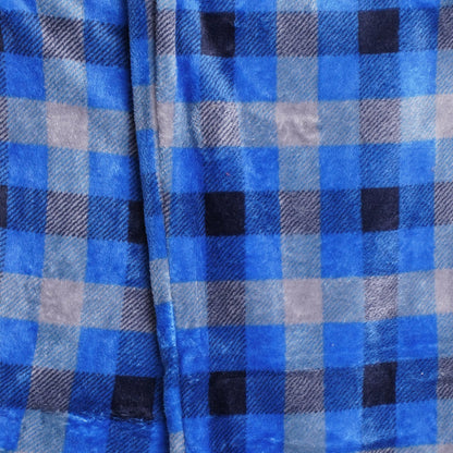 Mens Plush Check Lounge Pants Soft Pyjama Bottoms PJs Drawstring Pockets - QHA UK